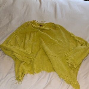 Free People Yellow Crew Neck Sweater with Soft Knit